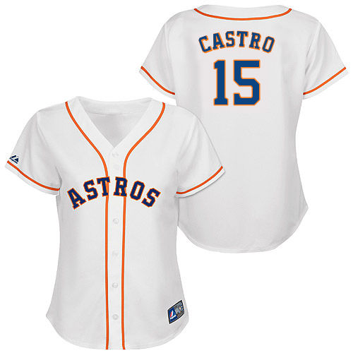 Jason Castro #15 mlb Jersey-Houston Astros Women's Authentic Home White Cool Base Baseball Jersey